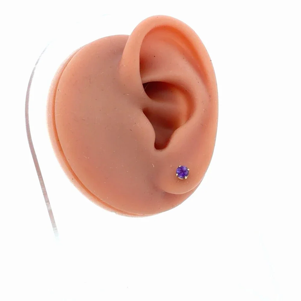 Designer 14K Yellow Gold Amethyst February Anniversary Occasion Stud Earrings